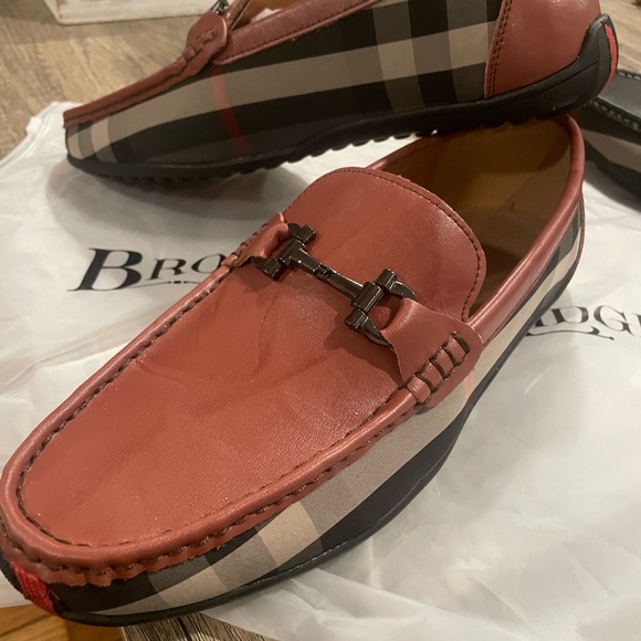 Men's Checkered Loafers with Metal Accent - Red and Black - Picture 2 of 5